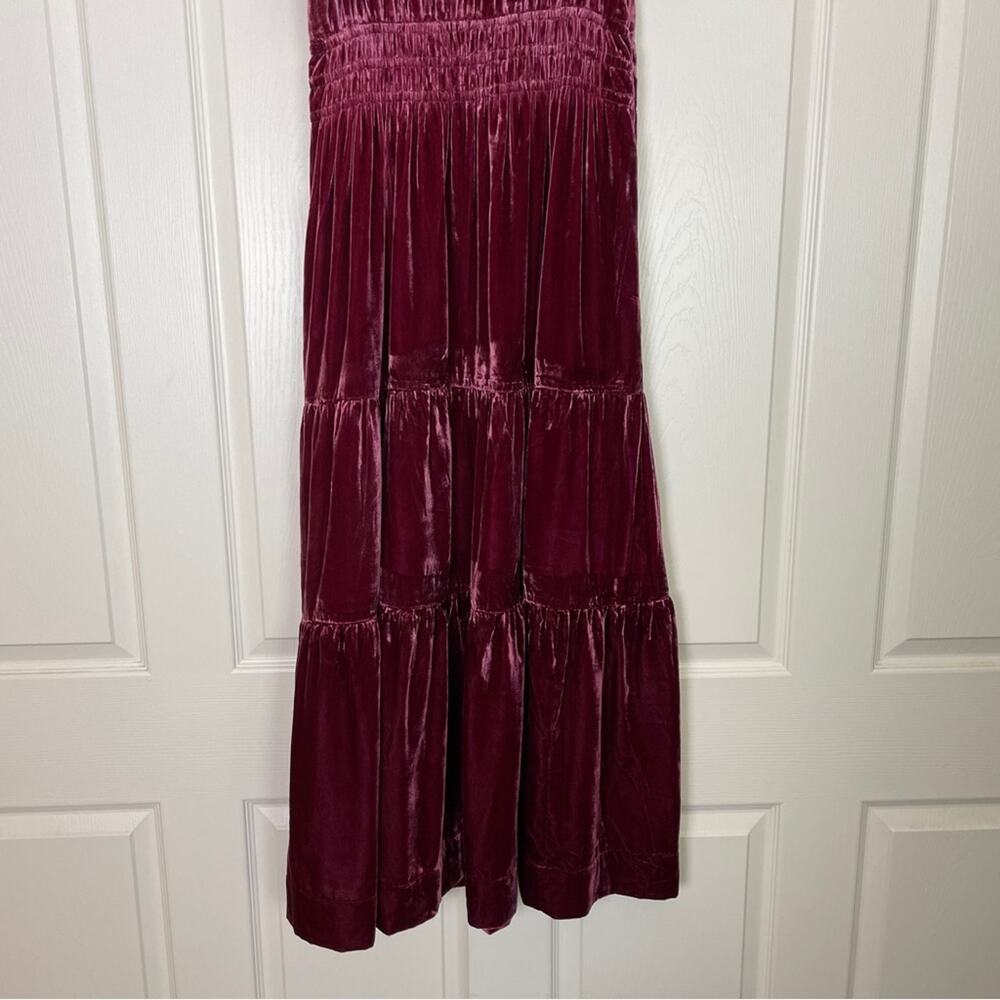 Anthropologie Somerset Plum Velvet Tiered Maxi Dress Boho Glam Sz M - Picture 6 of 9